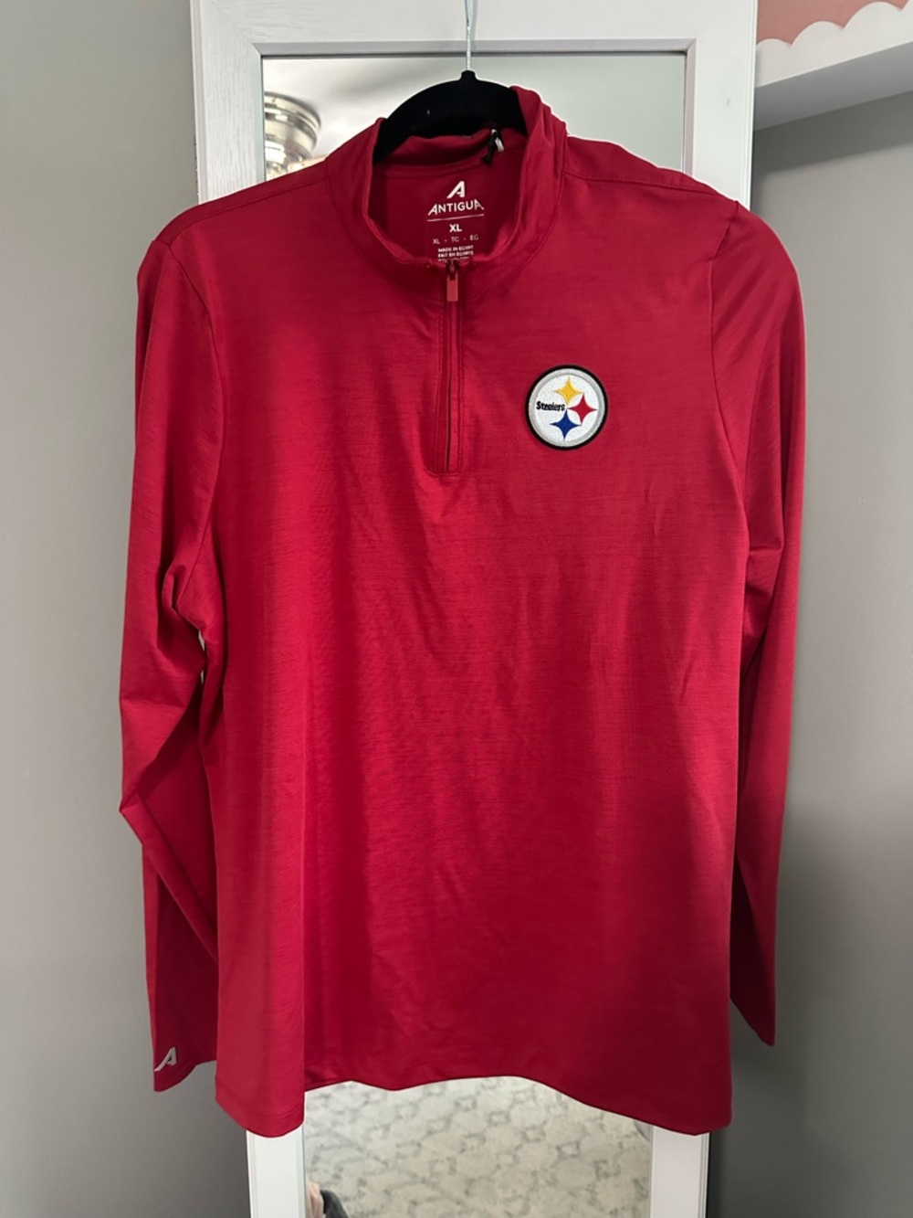 Antigua Red Pittsburgh Steelers Quarter-Zip Pullover